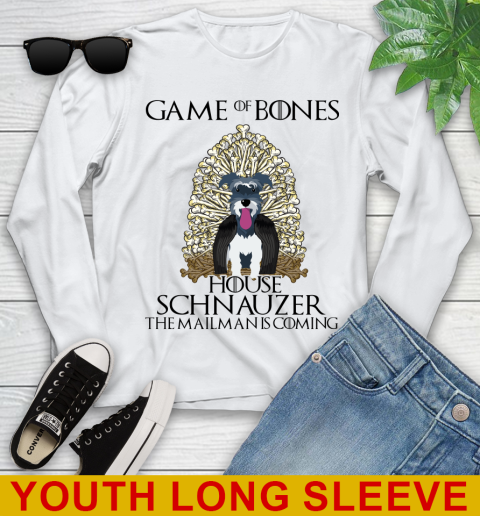Game of bones house schnauzer dog the mailman is coming tshirt 102