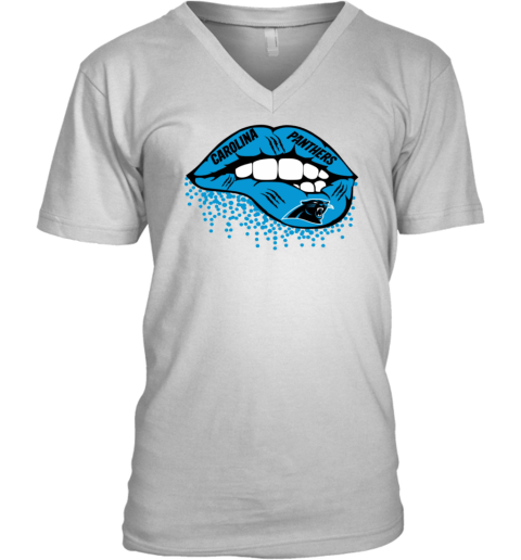 Carolina Panthers Lips Inspired V-Neck T-Shirt