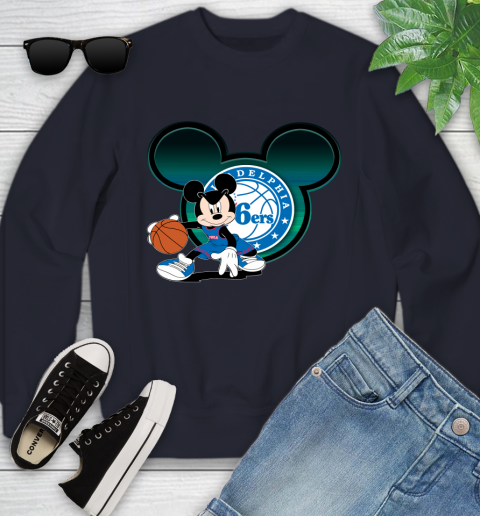 NBA Philadelphia 76ers Mickey Mouse Disney Basketball Youth Sweatshirt 3