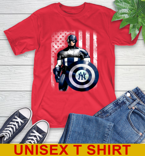 New York Yankees MLB Baseball Captain America Marvel Avengers American Flag Shirt T-Shirt 12