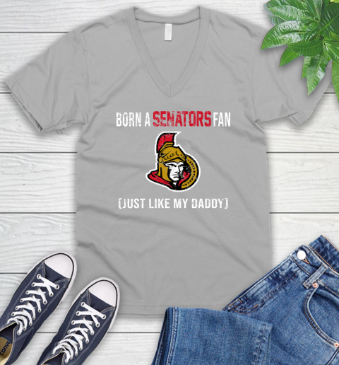 NHL Ottawa Senators Hockey Loyal Fan Just Like My Daddy Shirt V-Neck T-Shirt 3