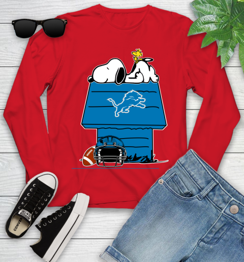 Detroit Lions NFL Football Snoopy Woodstock The Peanuts Movie Youth Long Sleeve 11