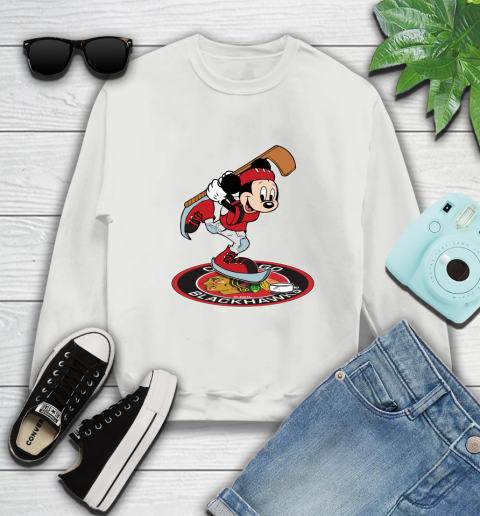 NHL Hockey Chicago Blackhawks Cheerful Mickey Disney Shirt Sweatshirt 5
