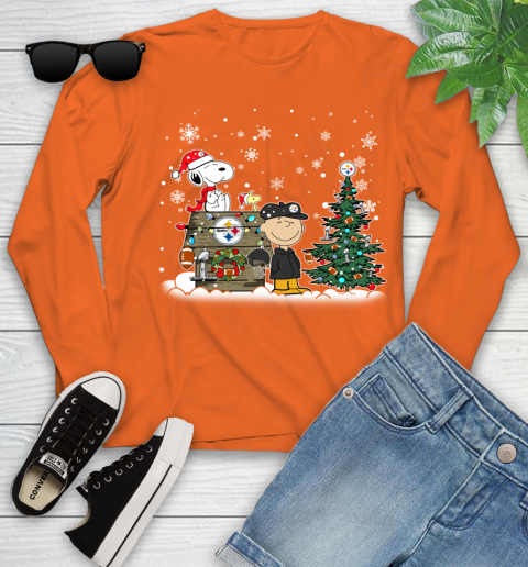 NFL Pittsburgh Steelers Snoopy Charlie Brown Christmas Football Super Bowl Sports Youth Long Sleeve 3