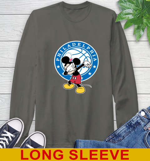 Philadelphia 76ers NBA Basketball Dabbing Mickey Disney Sports Long Sleeve T-Shirt 8