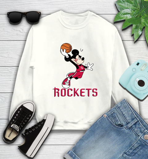 NBA Basketball Houston Rockets Cheerful Mickey Mouse Shirt Sweatshirt 2