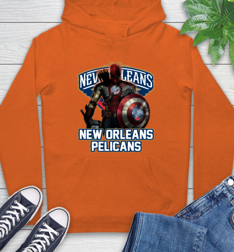New Orleans Pelicans NBA Basketball Captain America Thor Spider Man Hawkeye Avengers Hoodie 5