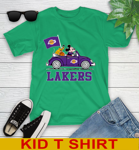 NBA Basketball Los Angeles Lakers Pluto Mickey Driving Disney Shirt Youth T-Shirt 6