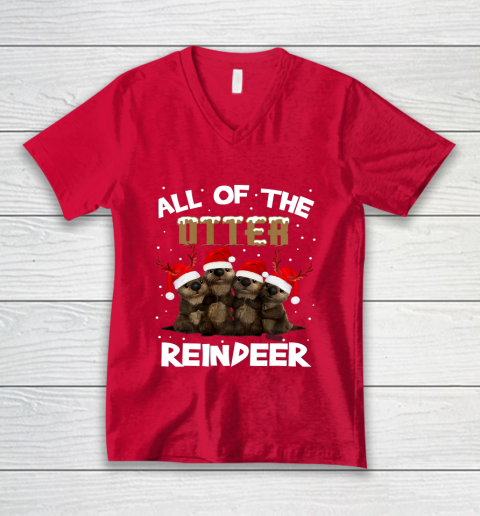 All Of Otter Reindeer Christmas Pajamas Tshirt Xmas V-Neck T-Shirt 6
