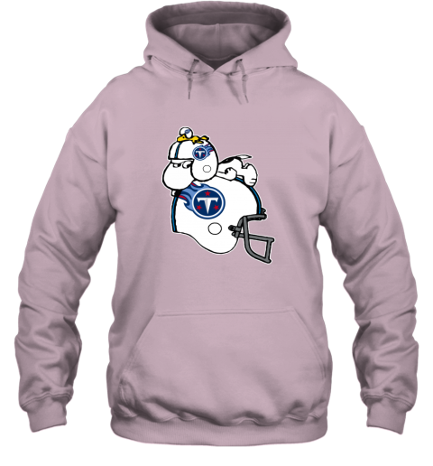 Snoopy And Woodstock Resting On Tennessee Titans Helmet 3upf snoopy and woodstock resting on tennessee titans helmet hoodie 23 front light pink