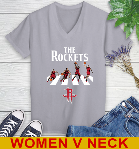 NBA Basketball Houston Rockets The Beatles Rock Band Shirt Women's V-Neck T-Shirt 4