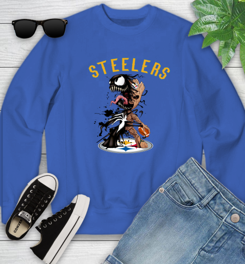 NFL Pittsburgh Steelers Football Venom Groot Guardians Of The Galaxy Youth Sweatshirt 8