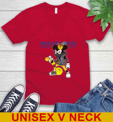 Golden State Warriors NBA Basketball Mickey Peace Sign Sports V-Neck T-Shirt 7