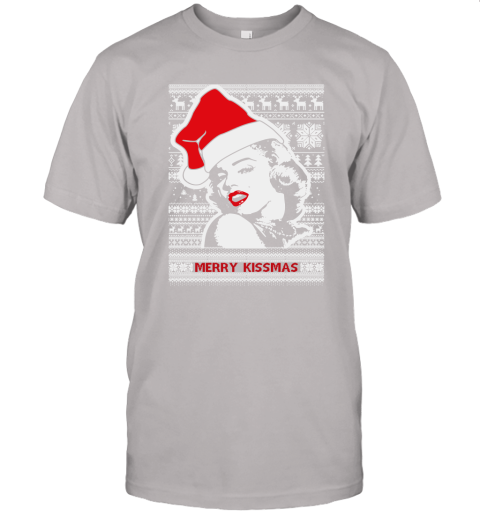 Merry Kissmas Ugly Christmas Slouchy Off Shoulder Oversized Unisex Jersey Tee