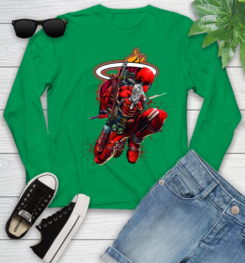 NBA Deadpool Marvel Comics Sports Basketball Miami Heat Youth Long Sleeve 6