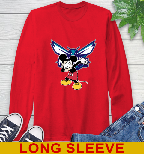Charlotte Hornets NBA Basketball Dabbing Mickey Disney Sports Long Sleeve T-Shirt 10
