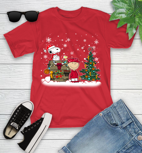 Chicago Bulls NBA Basketball Christmas The Peanuts Movie Snoopy Championship Youth T-Shirt 13