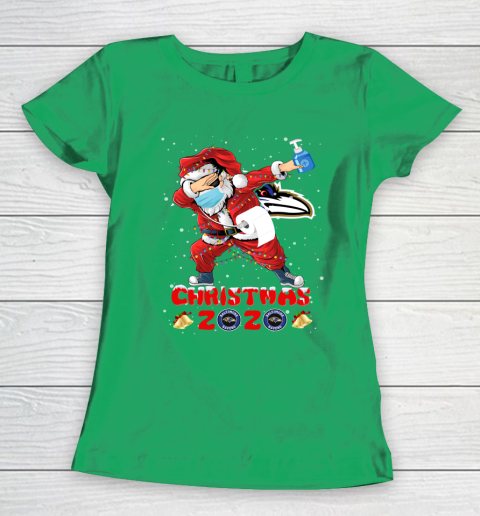 Baltimore Ravens Funny Santa Claus Dabbing Christmas 2020 NFL Women's T-Shirt 5