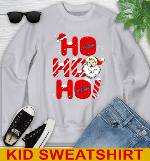 Atlanta Braves MLB Baseball Ho Ho Ho Santa Claus Merry Christmas Shirt Youth Sweatshirt 3
