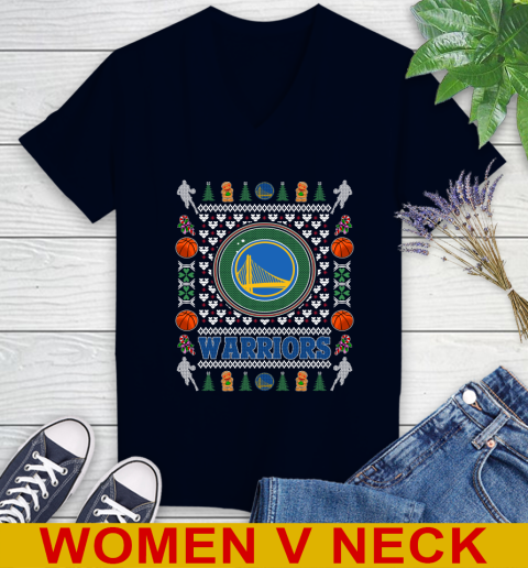 Golden State Warriors Merry Christmas NBA Basketball Loyal Fan Women's V-Neck T-Shirt 2