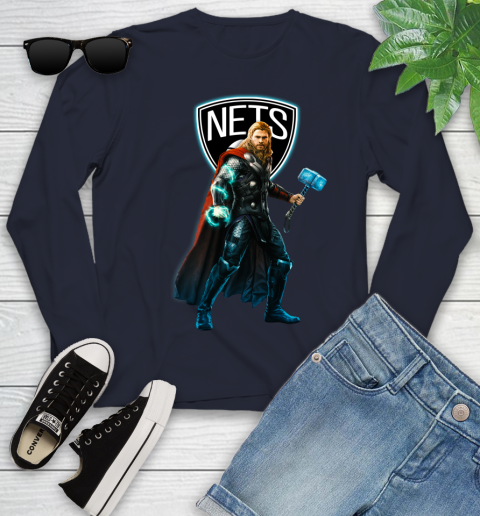 NBA Thor Avengers Endgame Basketball Brooklyn Nets Youth Long Sleeve 3