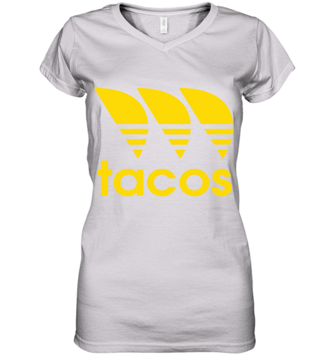 Three Stripe Tacos Funny Taco Adidas Logo Mashup Women's V-Neck T-Shirt