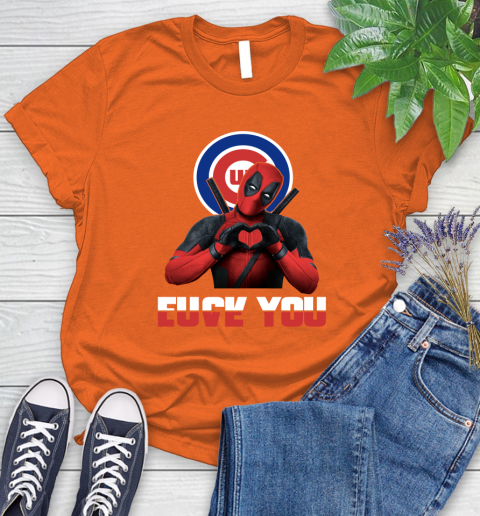 MLB Chicago Cubs Deadpool Love You Fuck You Baseball Sports Women's T-Shirt 3