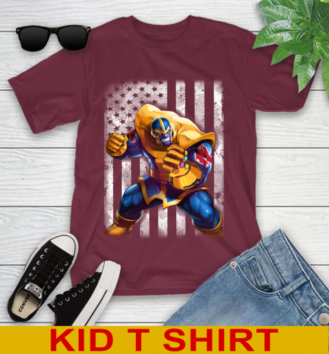 MLB Baseball Boston Red Sox Thanos Marvel American Flag Shirt Youth T-Shirt 5