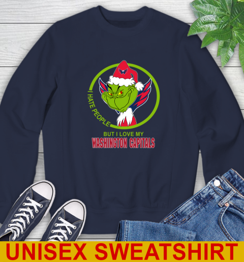 Washington Capitals NHL Christmas Grinch I Hate People But I Love My Favorite Hockey Team Sweatshirt 3