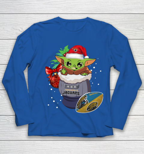Jacksonville Jaguars Christmas Baby Yoda Star Wars Funny Happy NFL Youth Long Sleeve 9