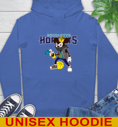 Charlotte Hornets NBA Basketball Mickey Peace Sign Sports Hoodie 9