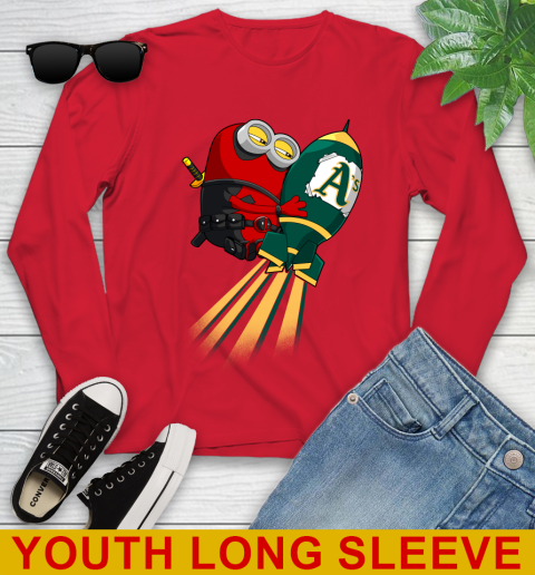 MLB Baseball Oakland Athletics Deadpool Minion Marvel Shirt Youth Long Sleeve 11