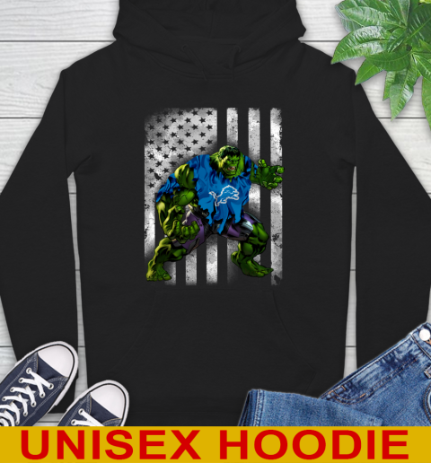 Detroit Lions Hulk Marvel Avengers NFL Football American Flag Hoodie
