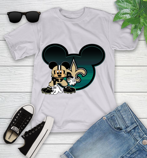 NFL New Orleans Saints Mickey Mouse Disney Football T Shirt Youth T-Shirt 4