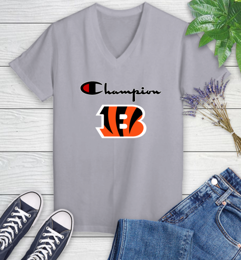 NFL Football Cincinnati Bengals Champion Shirt Women's V-Neck T-Shirt 2