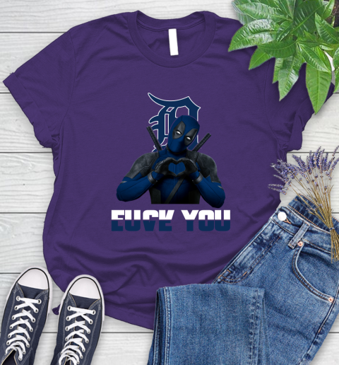 MLB Detroit Tigers Deadpool Love You Fuck You Baseball Sports Women's T-Shirt - Image 5
