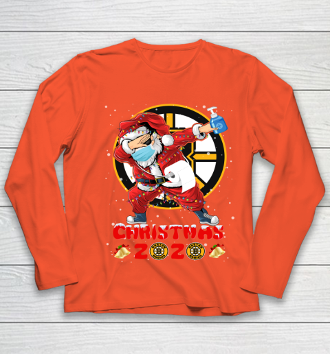 Boston Bruins Funny Santa Claus Dabbing Christmas 2020 NHL Youth Long Sleeve 3