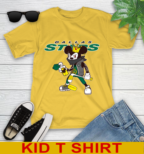 Dallas Stars NHL Hockey Mickey Peace Sign Sports Youth T-Shirt 8