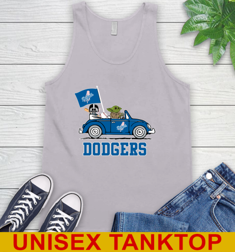 MLB Baseball Los Angeles Dodgers Darth Vader Baby Yoda Driving Star Wars Shirt Tank Top 4