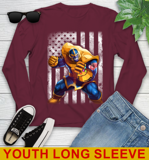 NHL Hockey Detroit Red Wings Thanos Marvel American Flag Shirt Youth Long Sleeve 6