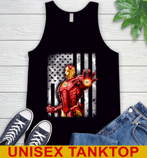 Green Bay Packers NFL Football Iron Man Avengers American Flag Shirt Tank Top