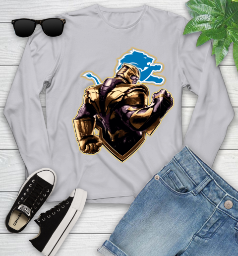 NFL Thanos Avengers Endgame Football Sports Detroit Lions Youth Long Sleeve 5