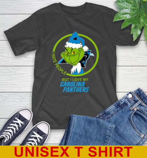 Carolina Panthers NFL Christmas Grinch I Hate People But I Love My Favorite Football Team T-Shirt 2