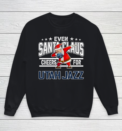 Utah Jazz Even Santa Claus Cheers For Christmas NBA Youth Sweatshirt