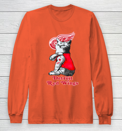 NHL My Cat Loves Detroit Red Wings Hockey Long Sleeve T-Shirt 3
