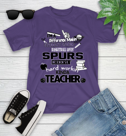 San Antonio Spurs NBA I'm A Difference Making Student Caring Basketball Loving Kinda Teacher Youth T-Shirt 3