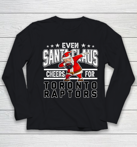 Toronto Raptors Even Santa Claus Cheers For Christmas NBA Youth Long Sleeve