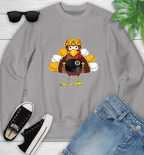 Boston Bruins Turkey Thanksgiving Day Youth Sweatshirt 4