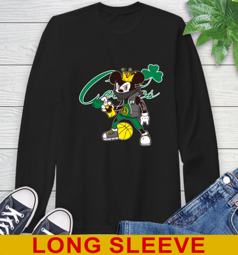 Boston Celtics NBA Basketball Mickey Peace Sign Sports Long Sleeve T-Shirt 2