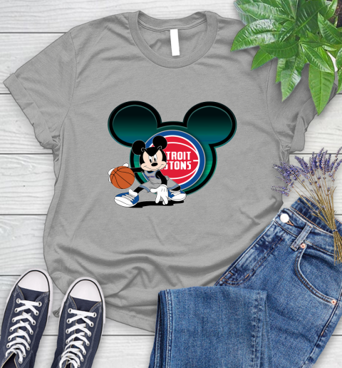 NBA Detroit Pistons Mickey Mouse Disney Basketball Women's T-Shirt 10